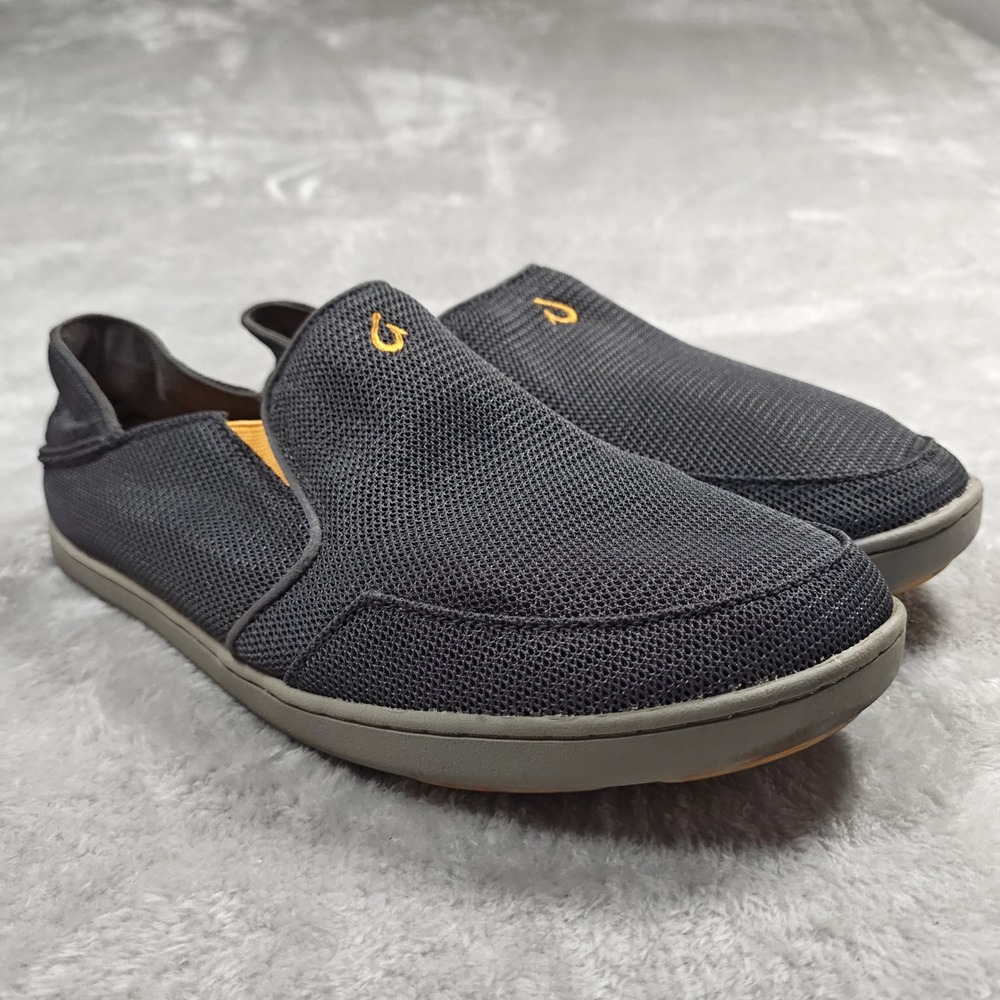 OluKai Nohea Shoes Mens 9 Dark Shadow Gray Slip On Casual Sneakers Mesh